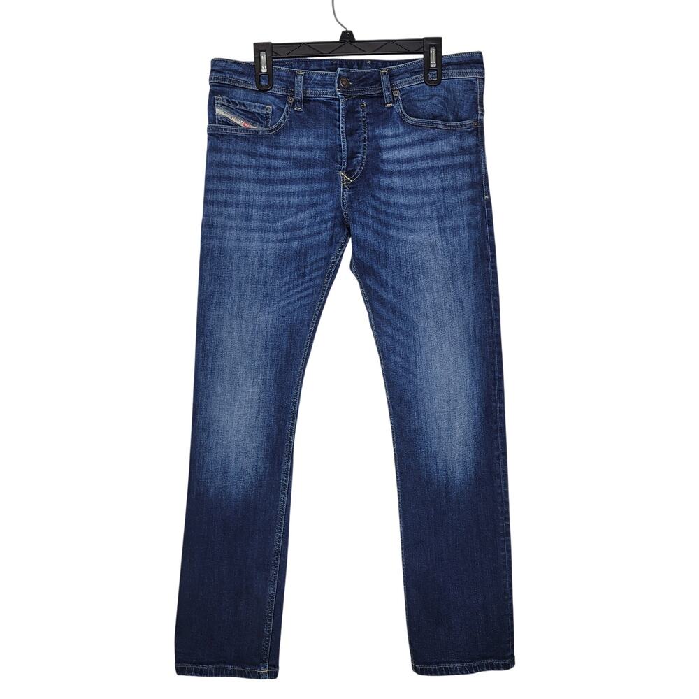 Diesel Industry Jeans Men 33 (34x29.5) Blue Slim Straight Button Fly Faded Denim